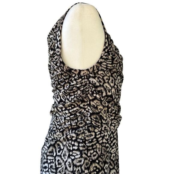 New Ann Taylor Cheetah Black Tan Ruched Flounce Waist Sheath Sz 12P Animal Print - Picture 12 of 12